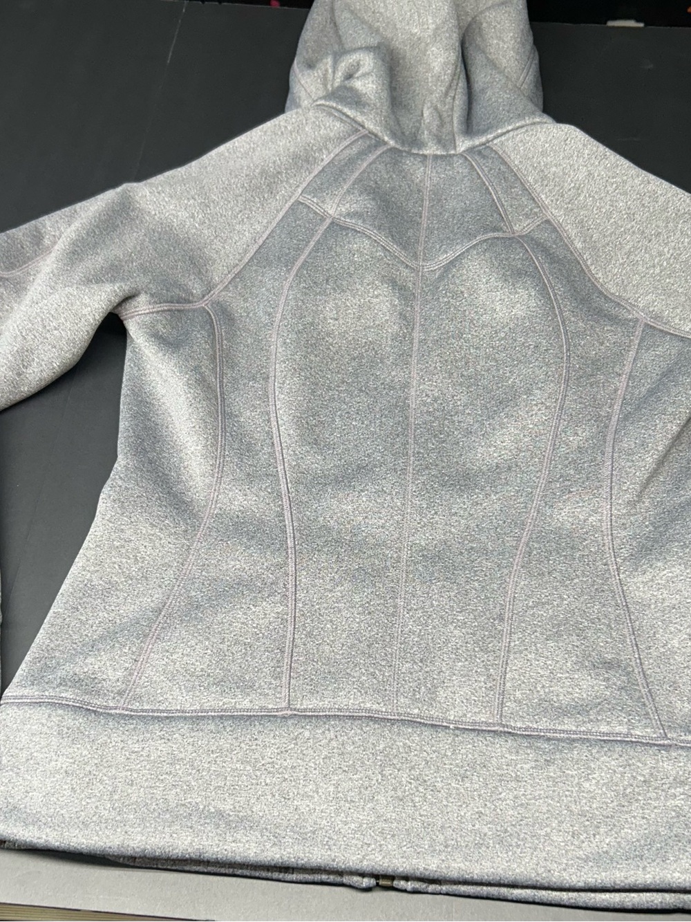 Athleta Heather Gray Hooded Zip Jacket with Pink Drawcords - Picture 5 of 8
